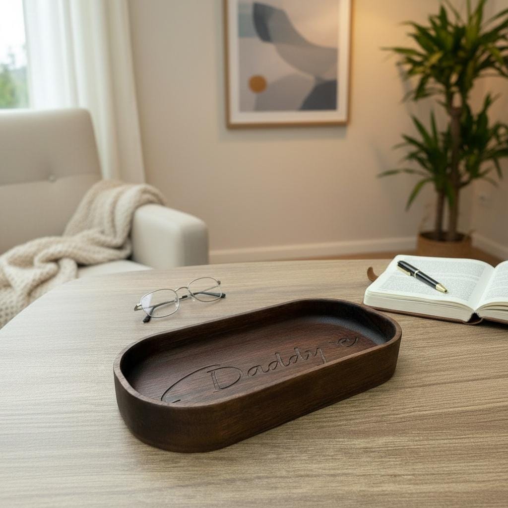Personalized Wood Valet Tray, Walnut Catchall Tray, Jewelry Organizer, Gift for Him, Father's Day