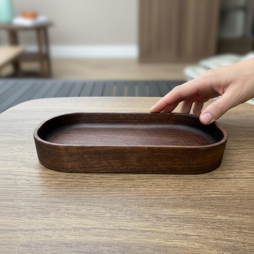 Personalized Wood Valet Tray, Walnut Catchall Tray, Jewelry Organizer, Gift for Him, Father's Day