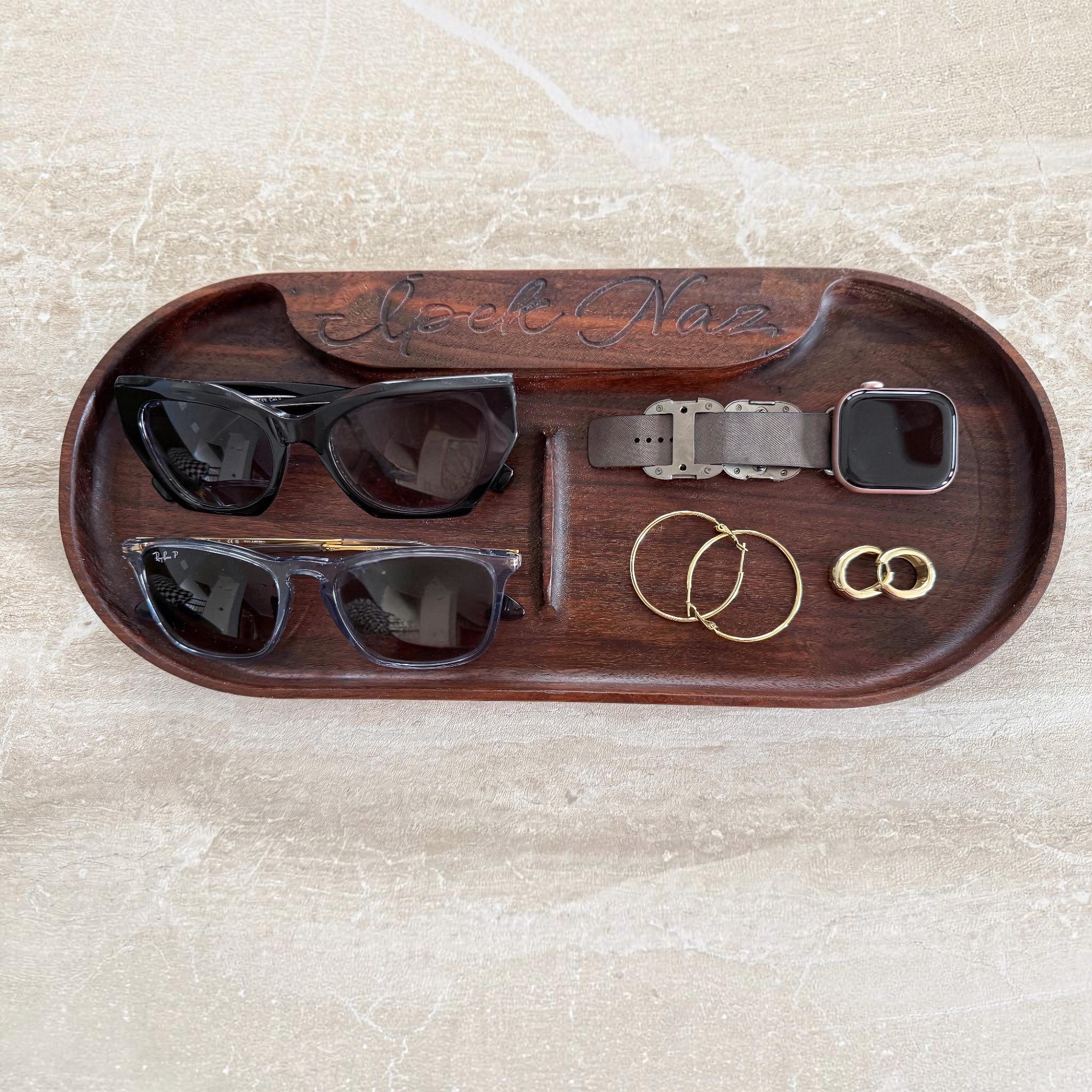 Personalized Wood Valet Tray, Walnut Catchall Tray, Jewelry Organizer, Birthday Gift